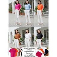 KEMEJA KATUN ALO EMBROIDERED POPLIN COTTON WOMEN'S SHIRT ALO 2216 EMBROIDERED LOGO WOMEN'S TOP/