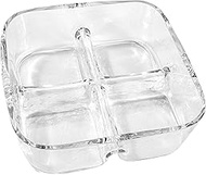 Glass - Sectional - Relis - Divided - Dish - Tray - 4 Part - Square - for Nuts, Chocolate, Fruit or 