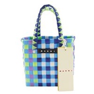 กระเป๋าถือ Marni Woven Micro Basket มือสอง รุ่น MW55F ผลิตจากโพลีโพรพีลีน สีน้ำเงิน/หลากสี เปิดด้านบ