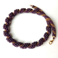 Purple necklace beads crocheted necklace choker