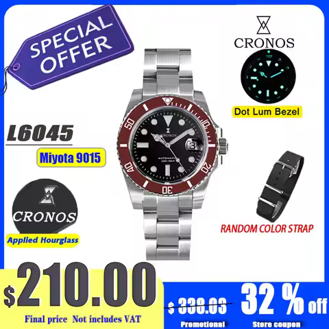Cronos New 40mmDiver Men Watches Luxury Miyota9015 Automatic Mechanical Watch Sapphire Waterproof 20