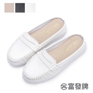 Fufa Shoes [Fufa Brand] Light Wear Moccasin Flat Mules Half Slippers Commuter Lazy Toe-Covered Outing Sandals Half-Covered