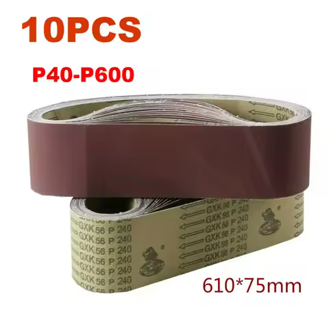 10Pcs 610*75mm Abrasive Band Sanding Screen Belt Sanding Polisher Paper 40 To 600 Girt Abrasive Belt