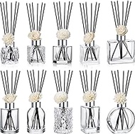 Tanlade 10 Set Reed Diffuser Bottle Empty Reed Diffuser Flower Sticks Glass Diffuser Bottles Diffuser Jars Flower Diffuser Rattan Sticks Set Fragrance Accessories Use for DIY Aroma Fragrance