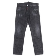 成色極佳 △DSQUARED2 23SS S74LB1227 COOL GUY 牛仔褲，棉質牛仔褲，帶品牌標誌貼片，做舊處理，紐帶門襟，黑色，46碼，正品男裝