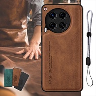 For Tecno Camon 30 4G/5G/CL7/CL6/CL6k Luxury Leather Case with Adjustable Mobile phone lanyard
