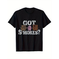 Got Smores? Grunge Marshmallow Girls T-Shirt - Black Casual Summer Tee with Funny Smores Print, Cott