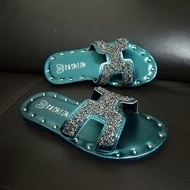 READY STOK : SANDAL BUDAK HERMES GREEN