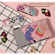 Bundle Casing Softcase &amp; Thumb Grips Paw Cat Dog for Nintendo Switch OLED