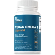 Dr. Tobias Vegan Omega 3 Algae Oil, 1400mg Vegan Omega 3 Supplement with Extra-Strength Vegan DHA EP