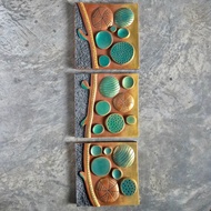 Keceramics Handmade Ceramic Mariner Mural Loose Tiles Set of 3 (30.5 x 30.5 x 7 cm) Wall Decoration