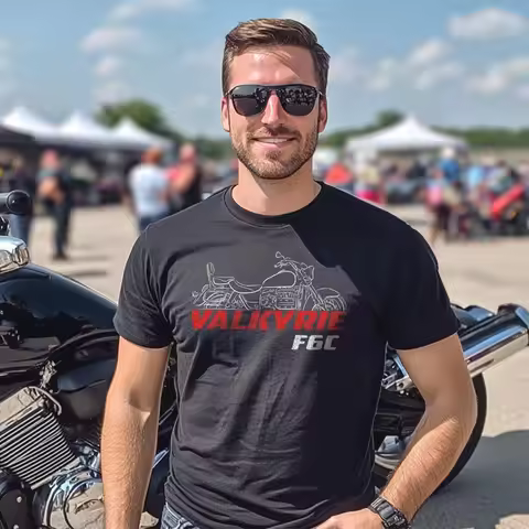 Honda Men's and Women's T-shirt Summer Cotton Honda F6C Valkyrie Inspired Short-sleeved Spring and A