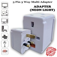 3 Pin 3 Way Multi Adapter (Adapter with Neon)