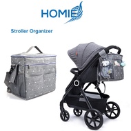 HOMIE Stroller Organizer With Diaper Changing Pad, Waterproof Large Baby Diaper Bag, Stroller Caddy Organizer