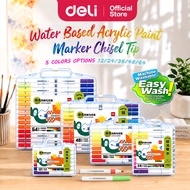 Deli Water Based Acrylic Paint Marker Set Chisel Tip Washable Markers Drawing Colouring Arcylic Art