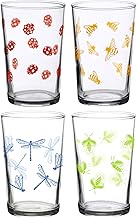 DOWN TO EARTH BASICS Vintage Glass Cups 7oz Variety Pack Ladybug, Bee, Dragonfly, Firefly