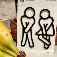 1pc/2pcs 2D Flat Interesting Bathroom Sign, Male/Female Restroom Indicator, Cute Minimalist Style Wa