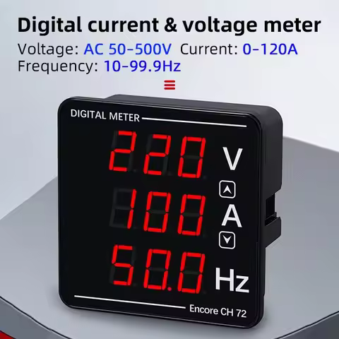LED Digital Voltmeter Ammeter AC50-500V 0-120A 10-99.9Hz Voltage Current Frequency Meter Tester Thre
