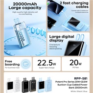 Remax Powerbank PD RPP-581 20K RPP-582 10000mAh 22.5W Fast Charging Mobile Power Bank With 2-in-1 Type C iP Micro Cables