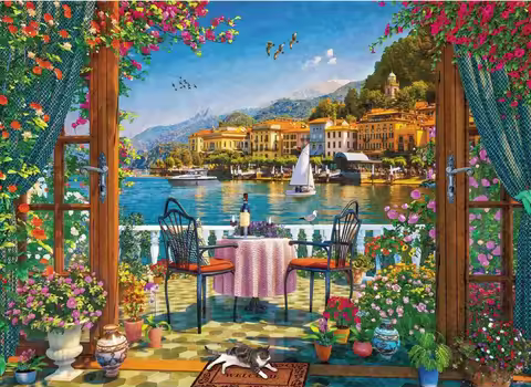 Adult Como Terrace Jigsaw Puzzle 1000/500/300/120 Pieces Stress Relief Entertainment Toys Wood Puzzl