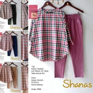 Shanas Set Setelan Celana Wanita Baju Kerja Modis Casual Motif Kotak