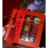 RED Packing box with Window | Red Gift Window Box | Top Bottom Dessert Gift Box | CNY Box 9 holes | 