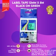Label Tape TZE 731 12mm X 8m Black On Green Bro PT E110VP PT E300VP