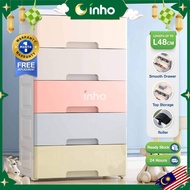 INHO L40/48cm (5 Layers) Plastic Drawer Storage Cabinet Wardrobe Drawer Storage Cabinet Drawer Cabin