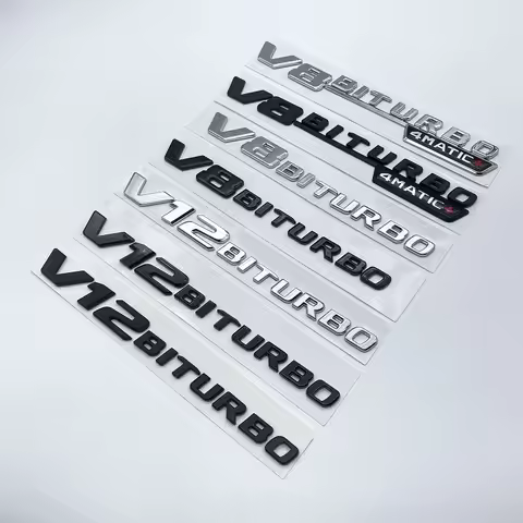 Letter Emblem for Mercedes Benz AMG V12BITURBO V8 BITURBO 4MATIC+ Car Styling Fender Logo Sticker Ch