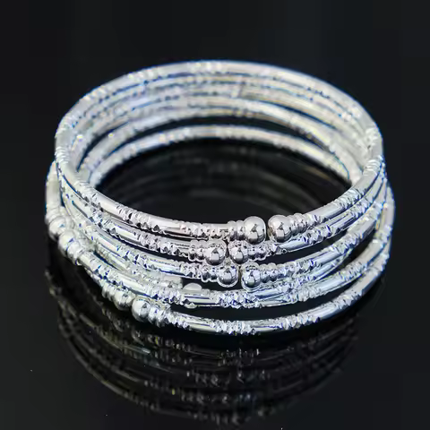 Middle Eastern Women's Bridal Accessories Dubai Indian Silver Bracelet African Ball Jewelry Plated E