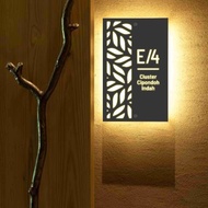 Nomor Rumah LED Akrilik  1 Layer Papan Nomor Rumah Menyala