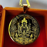 Green Tara Pendant Green Tara Heart Mantra Necklace 21 Tara Sutra Thangka Titanium Steel Colorfast P