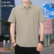M-9XL Large Size Ice Silk Polo Shirt Short Sleeve Men Summer Business Casual