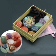 Natural Healing Crystals Collectibles Set  -7 Tumbled Chakra Stones,1 Orgonite Chakra necklace Penda