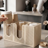 onlovn Coffee Cup Holder Plastic Organizer Straw 4 Compartment Desk Storage for Home Kitchen Office 