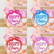 Personalized Kids Name Bag Tag, Coquette Backpack Name Tag, Water Bottle Tag, Diaper Bag, Lunchbox N