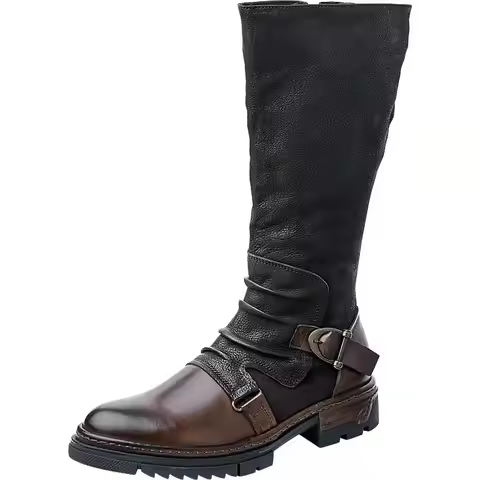 Autumn Winter Men's Boots Square Heel High Top Sewing Round Head Boots large Size Eur 37-48