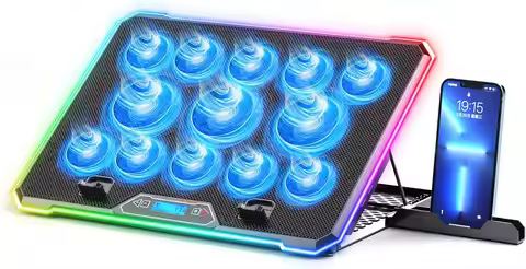 RGB Laptop Cooling Pad Gaming Laptop Cooler, Laptop Fan Cooling Stand with 13 Quiet Cooling Fans for
