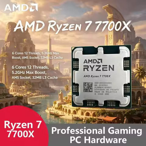 AMD Ryzen 7 7700X AM5 Gaming CPU, 8C16T 5.3GHz Boost, 32MB L3 Cache, Unlocked Tray For High Performa