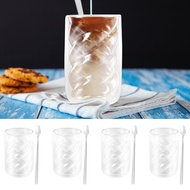 4 Pcs 320ml Double Walled Glass Coffee Mugs Clear Latte Macchiato Glasses with Spoons for Milk SHOPC