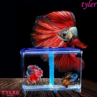 TYLER Betta Fish Tank, with Water Grass Transparent Double-grid Betta Isolation Box, Plastic Betta I