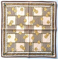 復古 Fendi 絲巾  奢華緹花金幣鏈飾 19.5 x 19.5 英吋