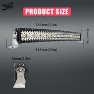 โค้ง curve 12D 32 นิ้ว Offroad Light Bar สี Dual 3 แถวไฟ LED ทำงาน 12V Combo Beam 4x4 LED BAR 24V