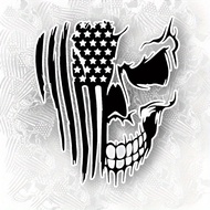Skull Car Sticker Long Hair National Flag Striped Skull Decorative Sticker Car Sticker Garland