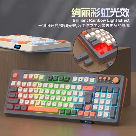 Backlight RAIKU K98 Keyboard RGB Lighting 98 Key Layout Gaming Mechanical Keyboard Rainbow Color Lum