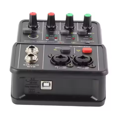 2 Channels Audio Mixer 20Hz-20KHz High Accuracy Small Portable USB Sound Mixing Console for Music Re