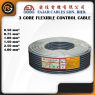 FAJAR 90METER/COIL (0.5MM-4MM) X 3CORE FLEXIBLE CONTROL CABLE 100% PURE COPPER