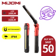 Mijomi ไฟฉายทรงกระบอก W70ไฟ IP54แบบชาร์จไฟได้กันน้ำได้ไฟฉายพกพา1100มิลลิแอมป์ต่อกับแบตเตอรี่โคมไฟ LE