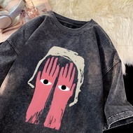 Dosmino - 230g Baju jalan,Streetwear fashion Hands&Eyes print 100% cotton t shirt oversize #3025