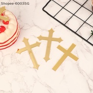 [modamaven] 5Pcs 10*7cm Acrylic Cross Gold Topper Firstmunion Minimalist Cake Insert for Birthday Pa